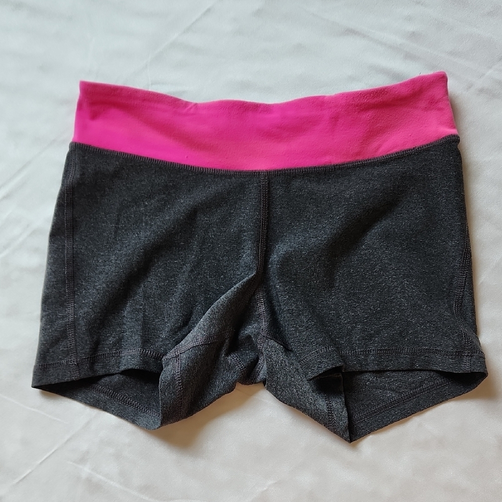 C9 Champion Spandex Shorts - Heather Gray & Pink Waist - Small